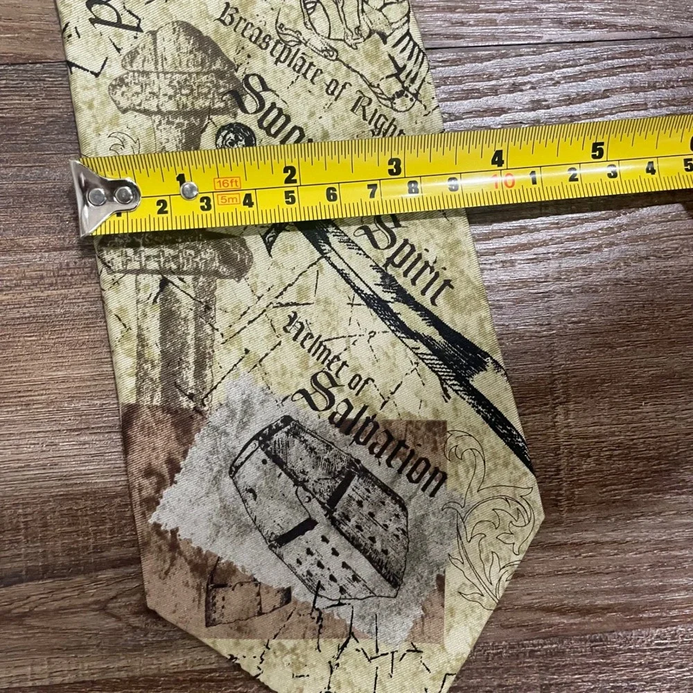 Eagles Wings Armor of God Silk Necktie Tan Brown Ephesians 6 Religious Tie